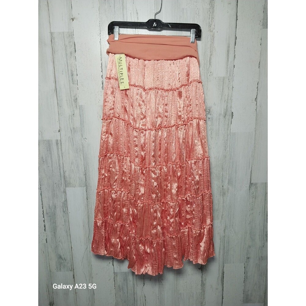 Multiples Women's Medium Peach Tiered Maxi Skirt